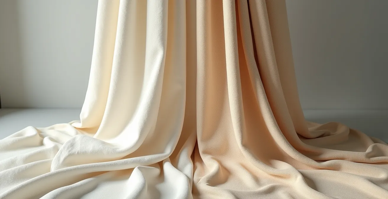 Comparaison visuelle de l'évolution du lin et du coton après plusieurs années d'usage