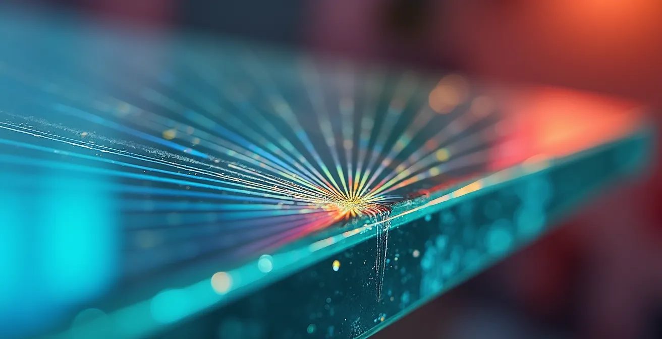 Visualisation des contraintes internes dans un verre trempé avant rupture spontanée