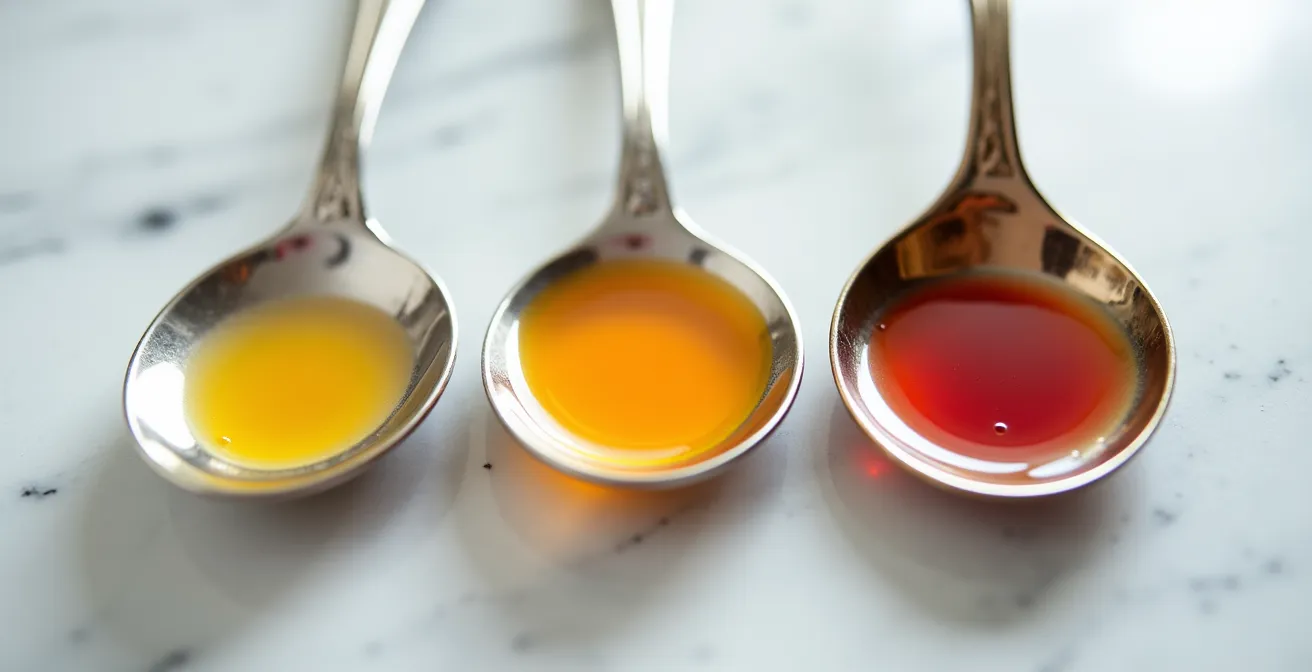 Comparaison visuelle de différentes profondeurs de cuillères avec liquides