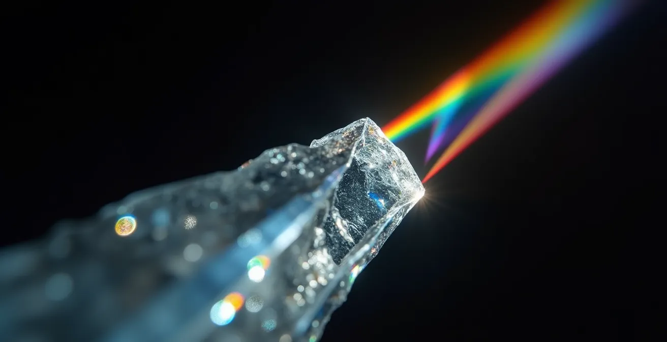 Comparaison de la réfraction lumineuse entre verre ordinaire et cristal au plomb